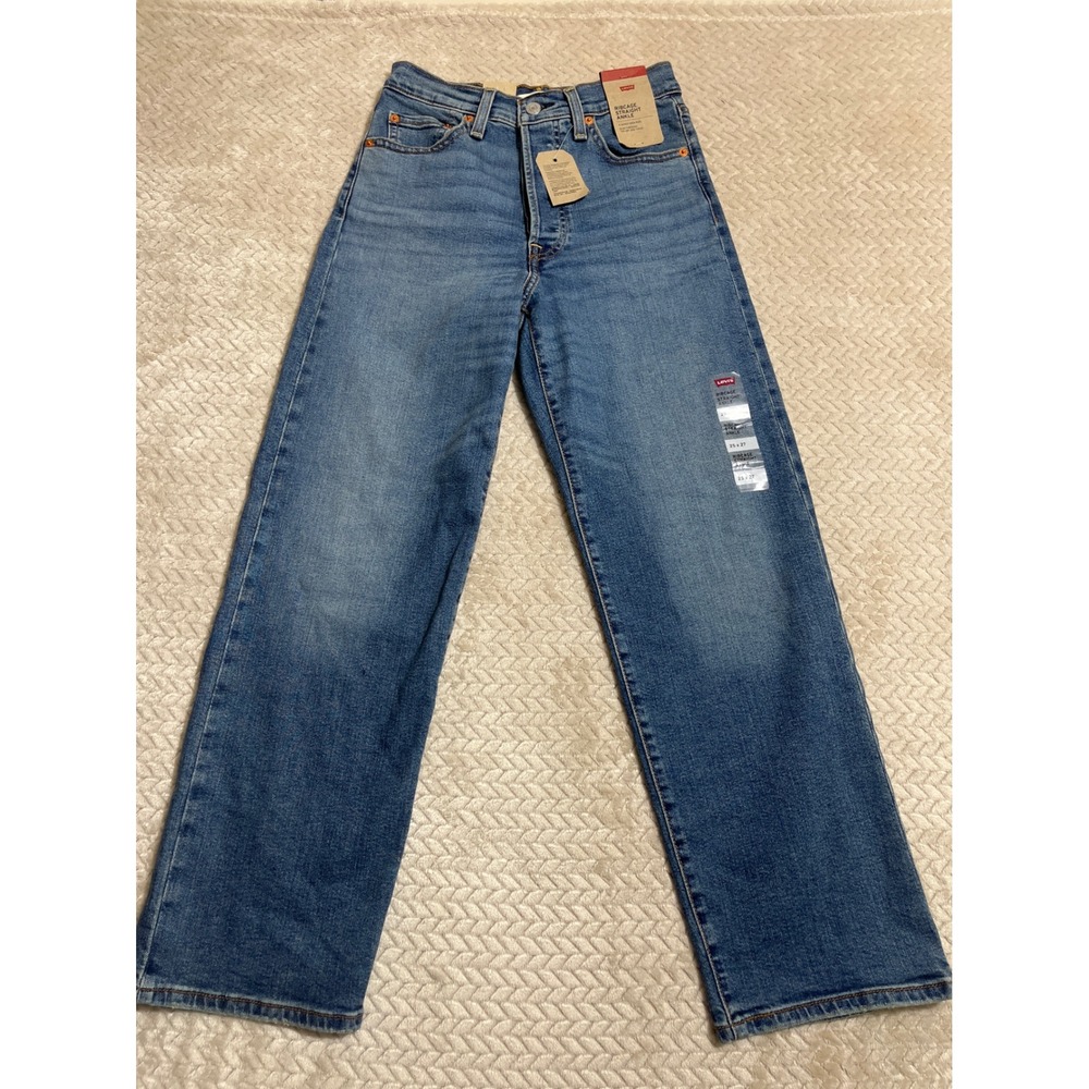 Levis Ribcage Straight Ankle Jeans Womens 25x27 Super High Rise Blue 726930208